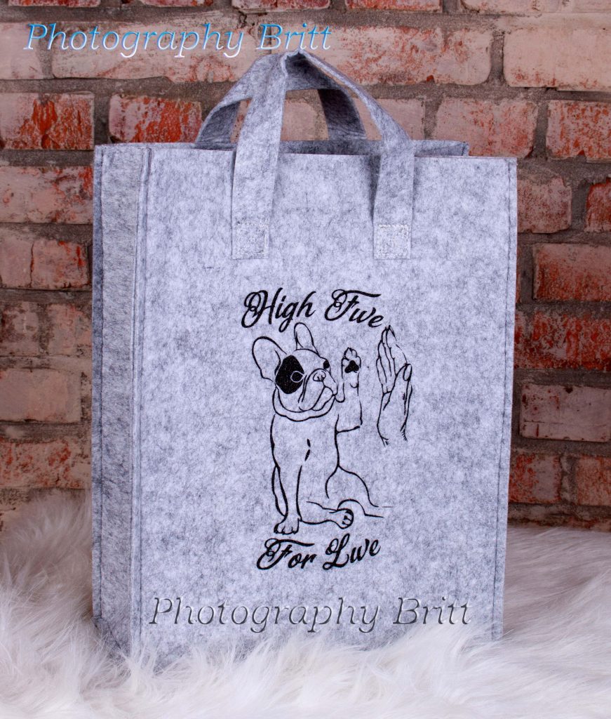 Vilte totebag bedrukt